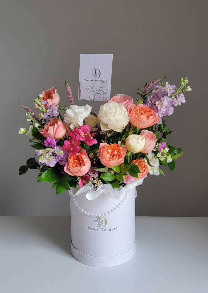 French Delight - Garden Roses, Peonies, Lisiathus, Veronica, Stock, Seasonal blooms