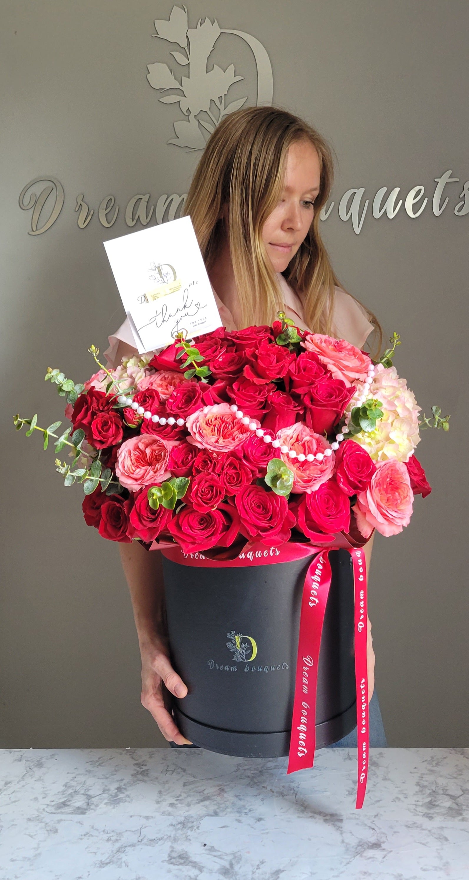 Belle Fleur Box - Garden roses, hydrangeas, eucalyptus